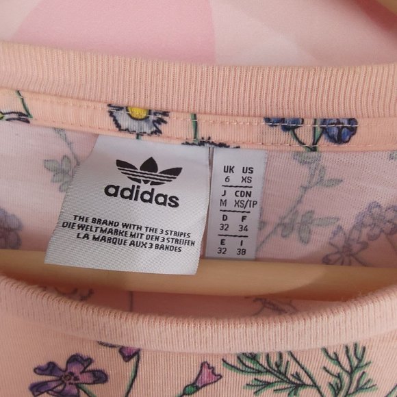 Adidas Originals Top Shirt Cropped Floral Aint No Sunshine Gym Casual Size XS - Picture 7 of 8